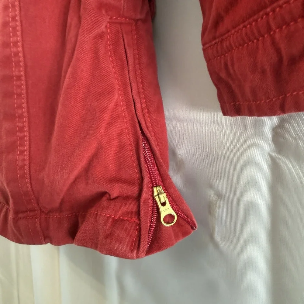 Vintage 90s Levi's Girls' Size‎ 6 (5-6 YRS) Red Coat Jacket Hood Full Zip Chore